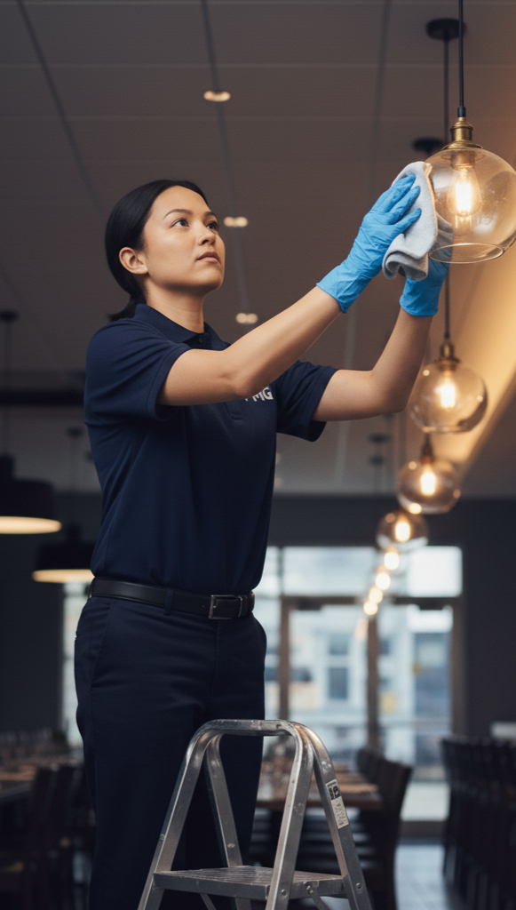 Detail cleaning of a light fixture